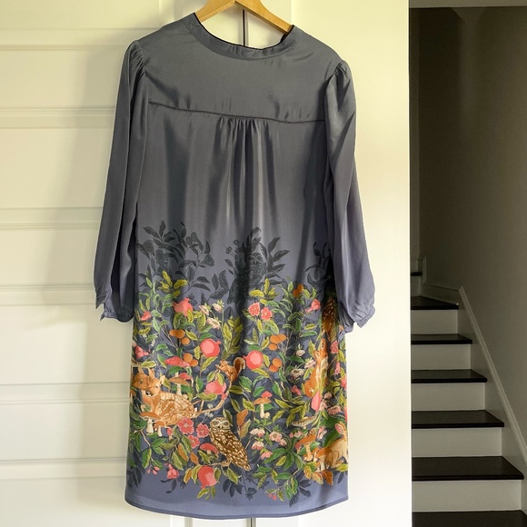 Moulinette Soeurs for Anthropologie Silk Fabled Fields Print Dress ~ Size L - Picture 4 of 12